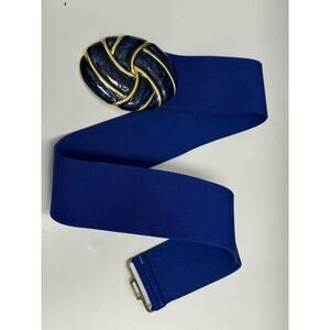 Day Lor Royal Blue Belt Stretch Gold Cloud Buckle Enamel One Size 26” Long